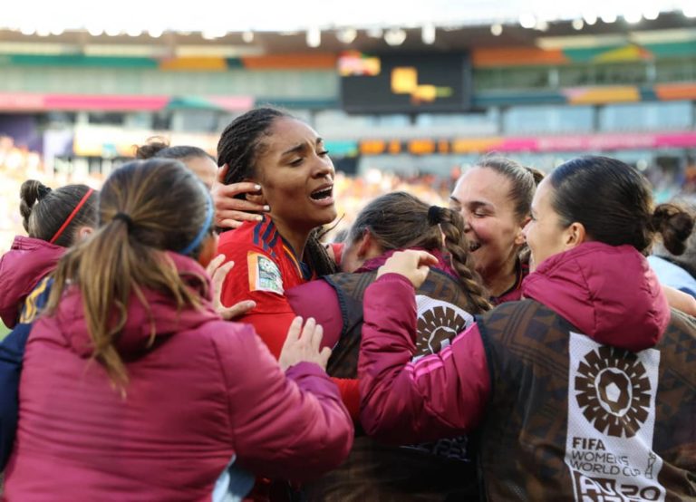 Spain celebrate their win over the Netherlands