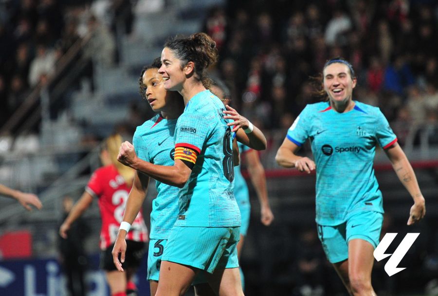 Marta Torrejon celebrates scoring for Barcelona